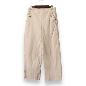 Spanx Stretch Twill Cropped Pants Light Pink Pull-On Button Pockets Size Medium